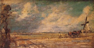 Printemps labourant romantique John Constable Peinture à l'huile